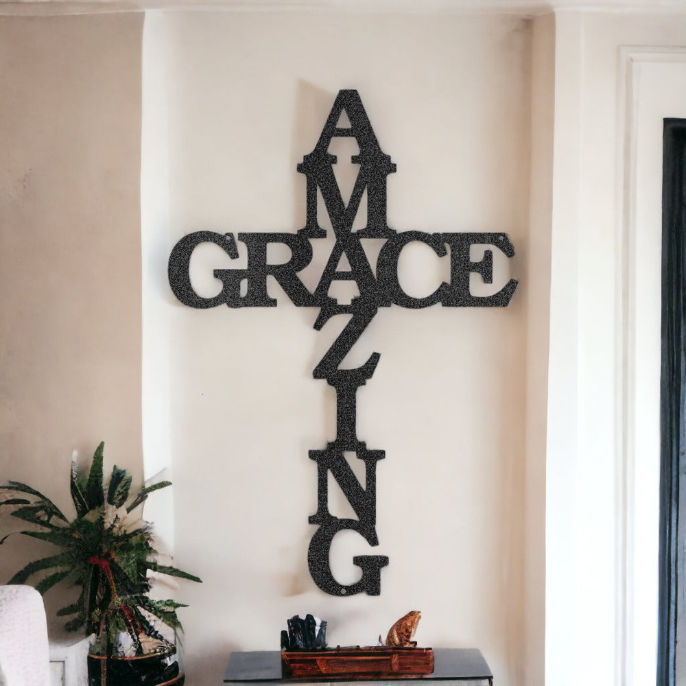 Amazing Grace Cross - Metal Wall Art