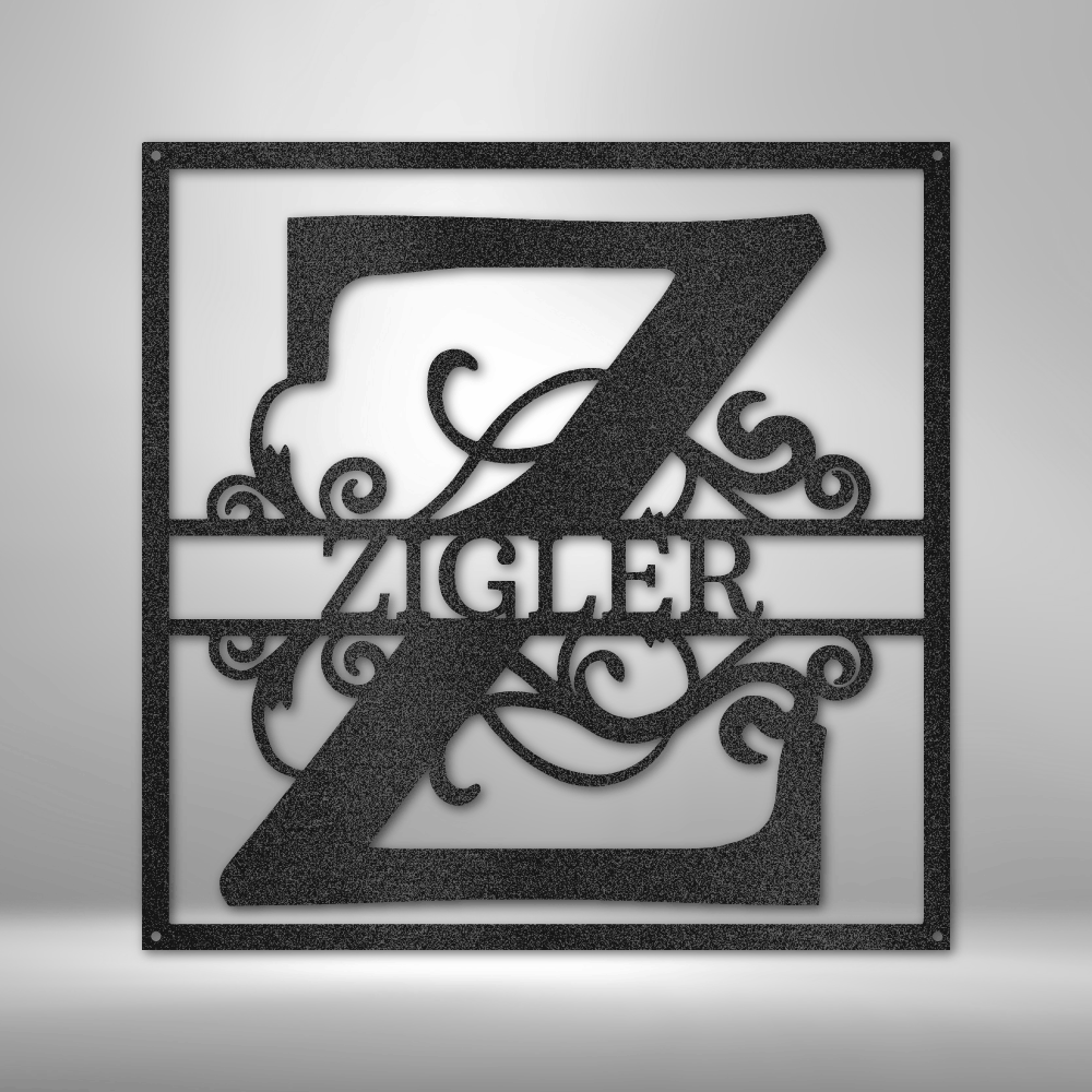 Split Square Personalized Monogram - Steel Sign / Metal Art