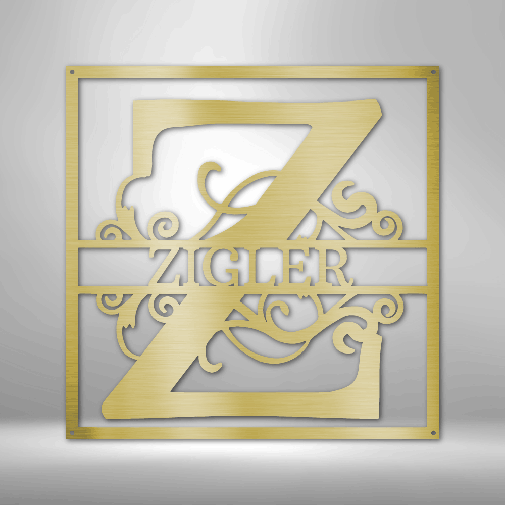 Split Square Personalized Monogram - Steel Sign / Metal Art