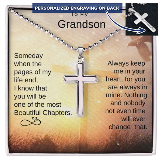To My Grandson | Personalized Cross Necklace