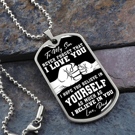 To My Son from Dad | Dog Tag Military Necklace