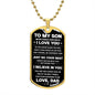 To My Son Military Dog Tag from Dad
