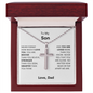 To My Son from Dad | Stainless Cross Necklace w/ Ball Chain