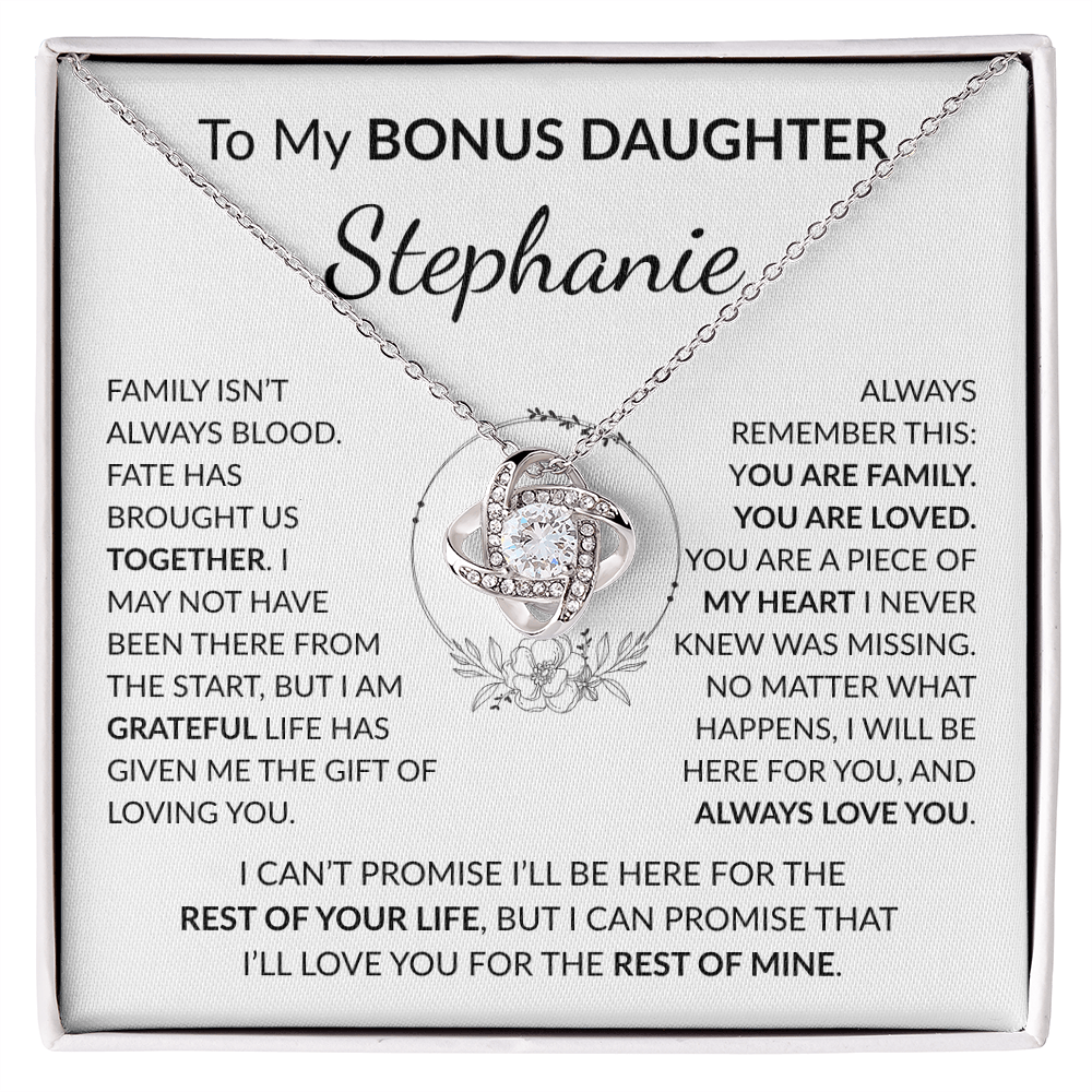 Personalized Bonus Daughter Necklace Gift | Stepdaughter Love Knot Jewelry