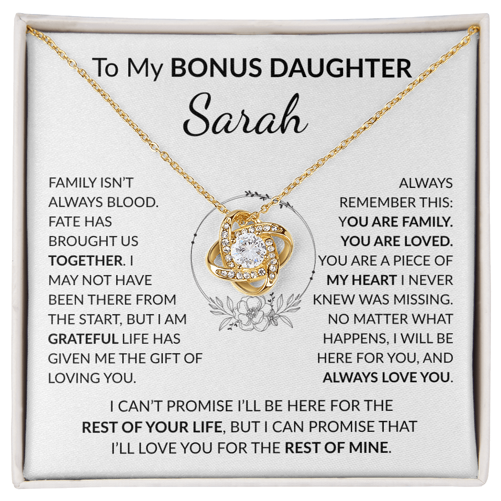 Personalized Bonus Daughter Necklace Gift | Stepdaughter Love Knot Jewelry