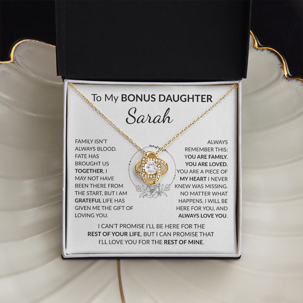 Personalized Bonus Daughter Necklace Gift | Stepdaughter Love Knot Jewelry