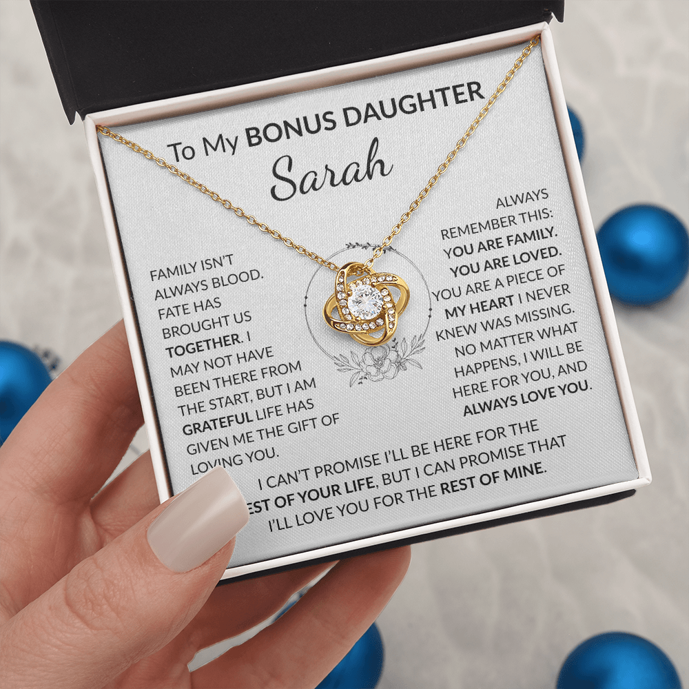 Personalized Bonus Daughter Necklace Gift | Stepdaughter Love Knot Jewelry