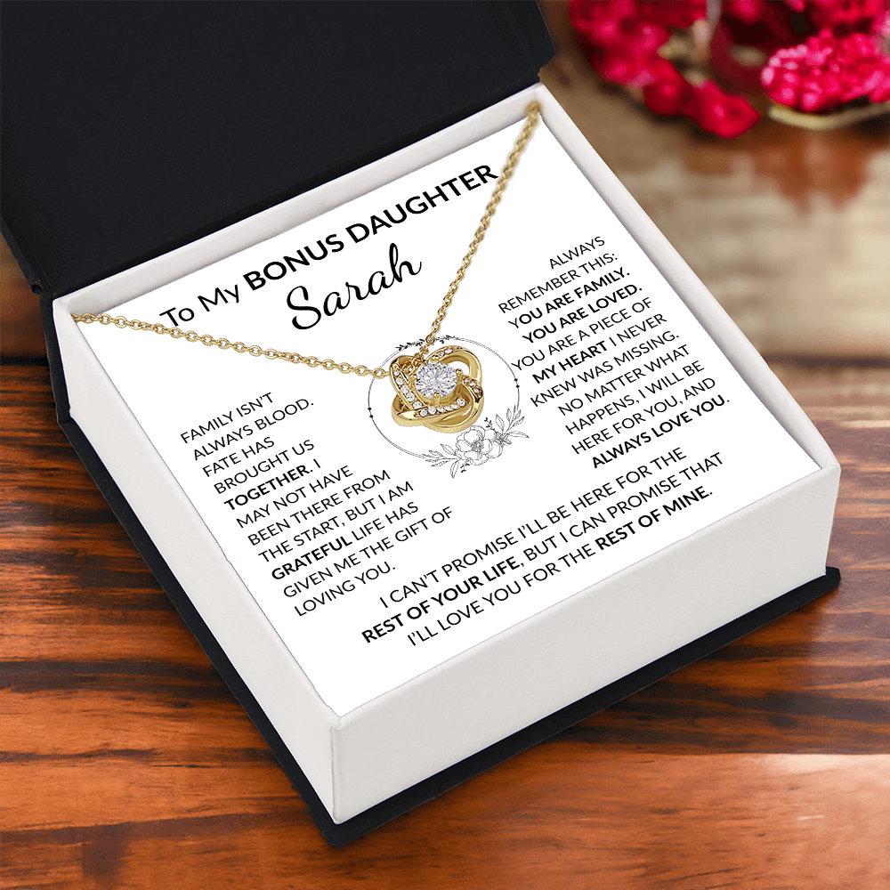 Personalized Bonus Daughter Necklace Gift | Stepdaughter Love Knot Jewelry
