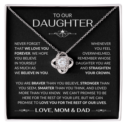 To Our Daughter Love Knot Necklace From Mom & Dad