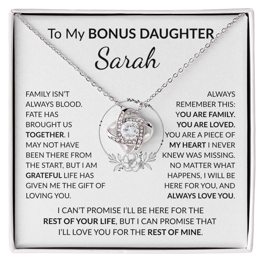 Personalized Bonus Daughter Necklace Gift | Stepdaughter Love Knot Jewelry