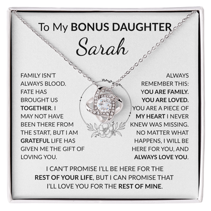 Personalized Bonus Daughter Necklace Gift | Stepdaughter Love Knot Jewelry