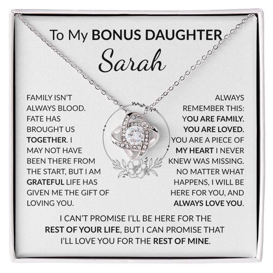Personalized Bonus Daughter Necklace Gift |Stepdaughter Love Knot Jewelry