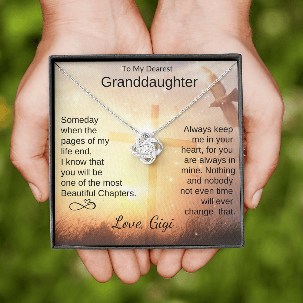 Personalized Granddaughter Love Knot Necklace From Grandma Grandpa Gigi Nana or Papa