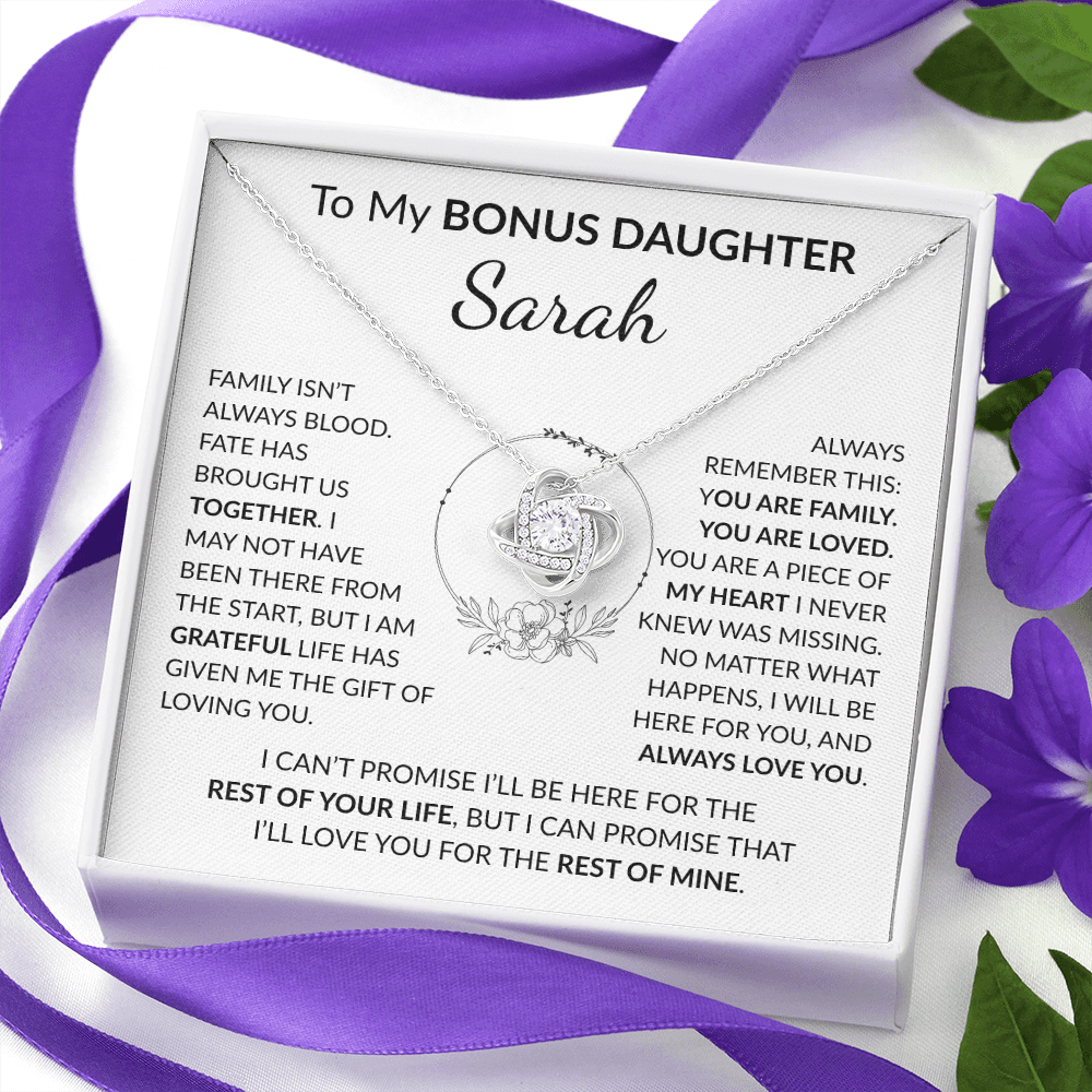 Personalized Bonus Daughter Necklace Gift | Stepdaughter Love Knot Jewelry