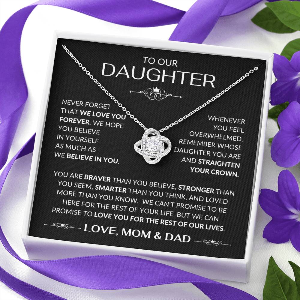 To Our Daughter Love Knot Necklace From Mom & Dad