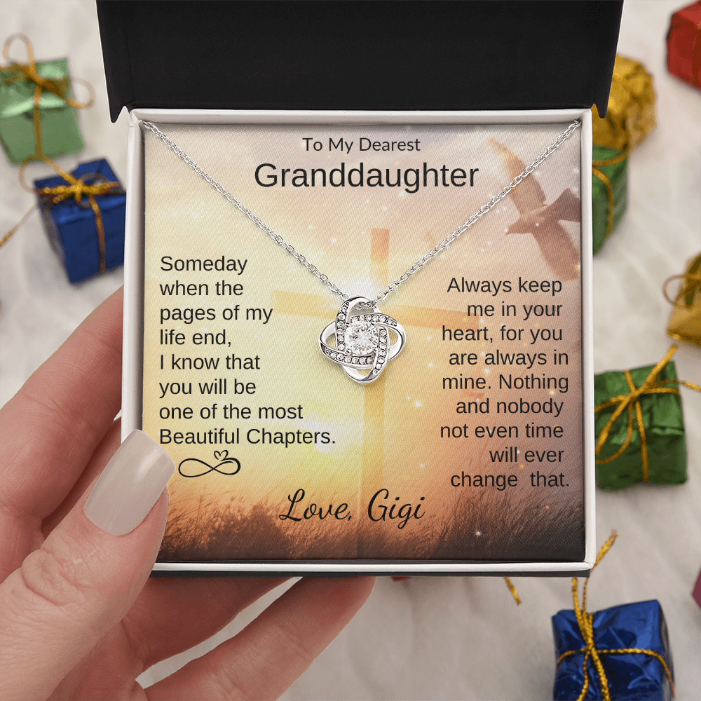 Personalized Granddaughter Love Knot Necklace From Grandma Grandpa Gigi Nana or Papa
