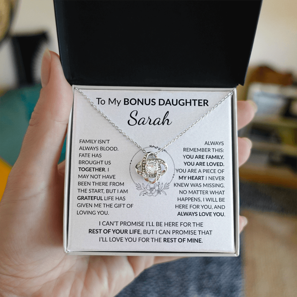 Personalized Bonus Daughter Necklace Gift | Stepdaughter Love Knot Jewelry