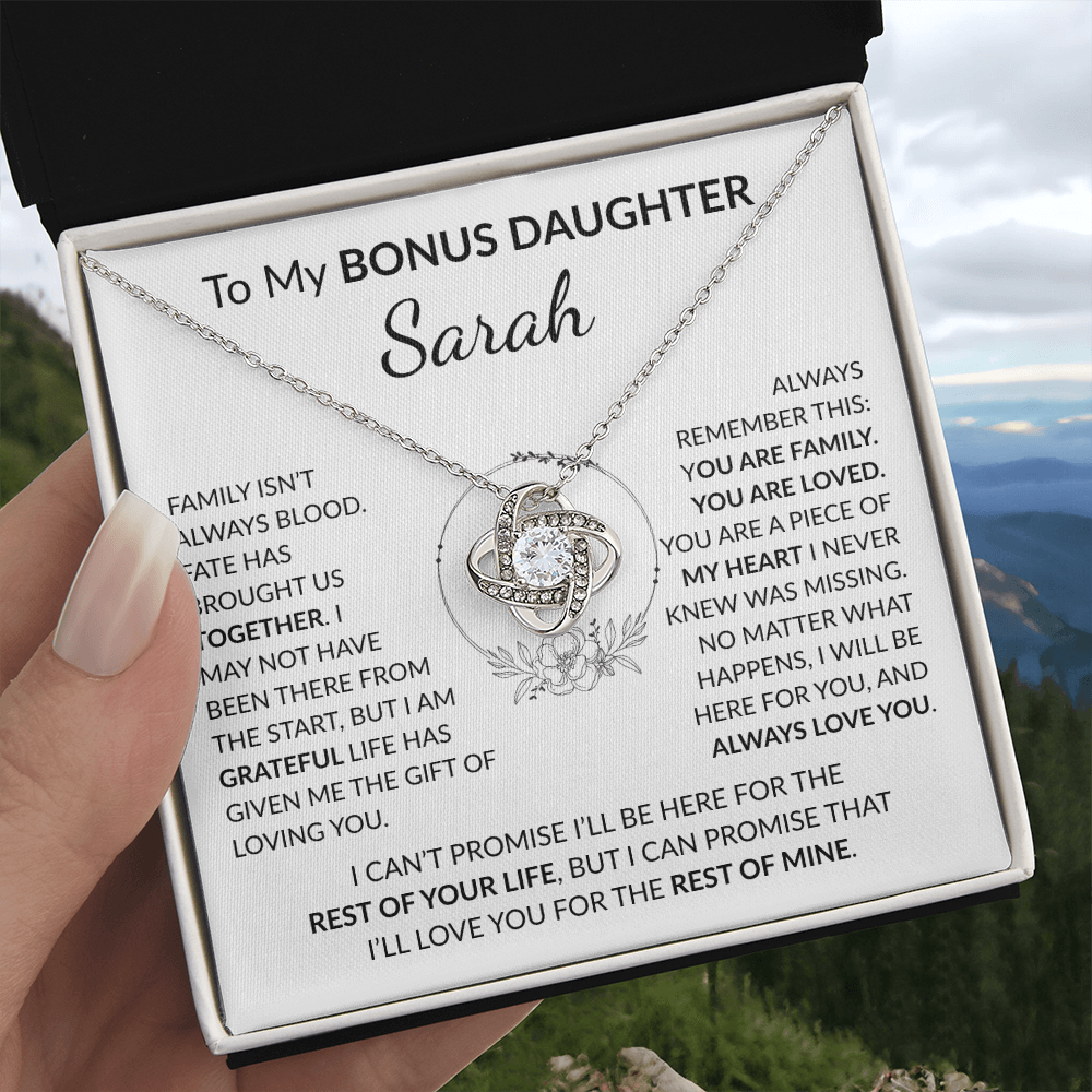 Personalized Bonus Daughter Necklace Gift | Stepdaughter Love Knot Jewelry