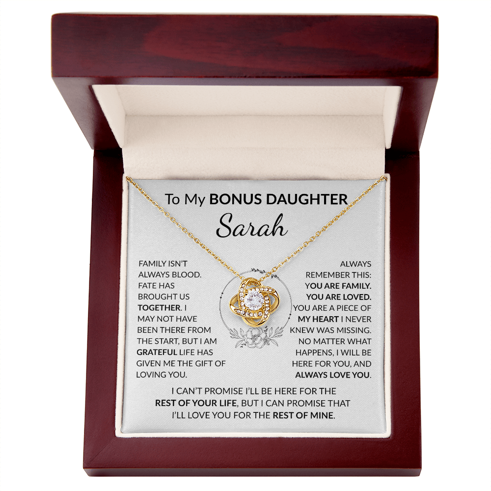 Personalized Bonus Daughter Necklace Gift | Stepdaughter Love Knot Jewelry