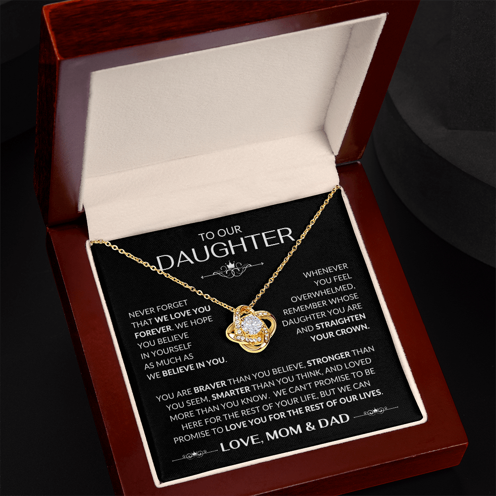 To Our Daughter Love Knot Necklace From Mom & Dad