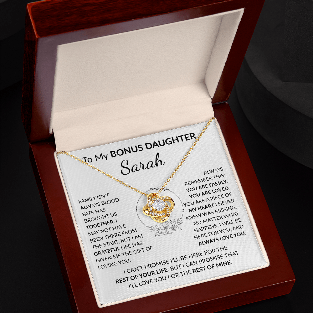 Personalized Bonus Daughter Necklace Gift | Stepdaughter Love Knot Jewelry