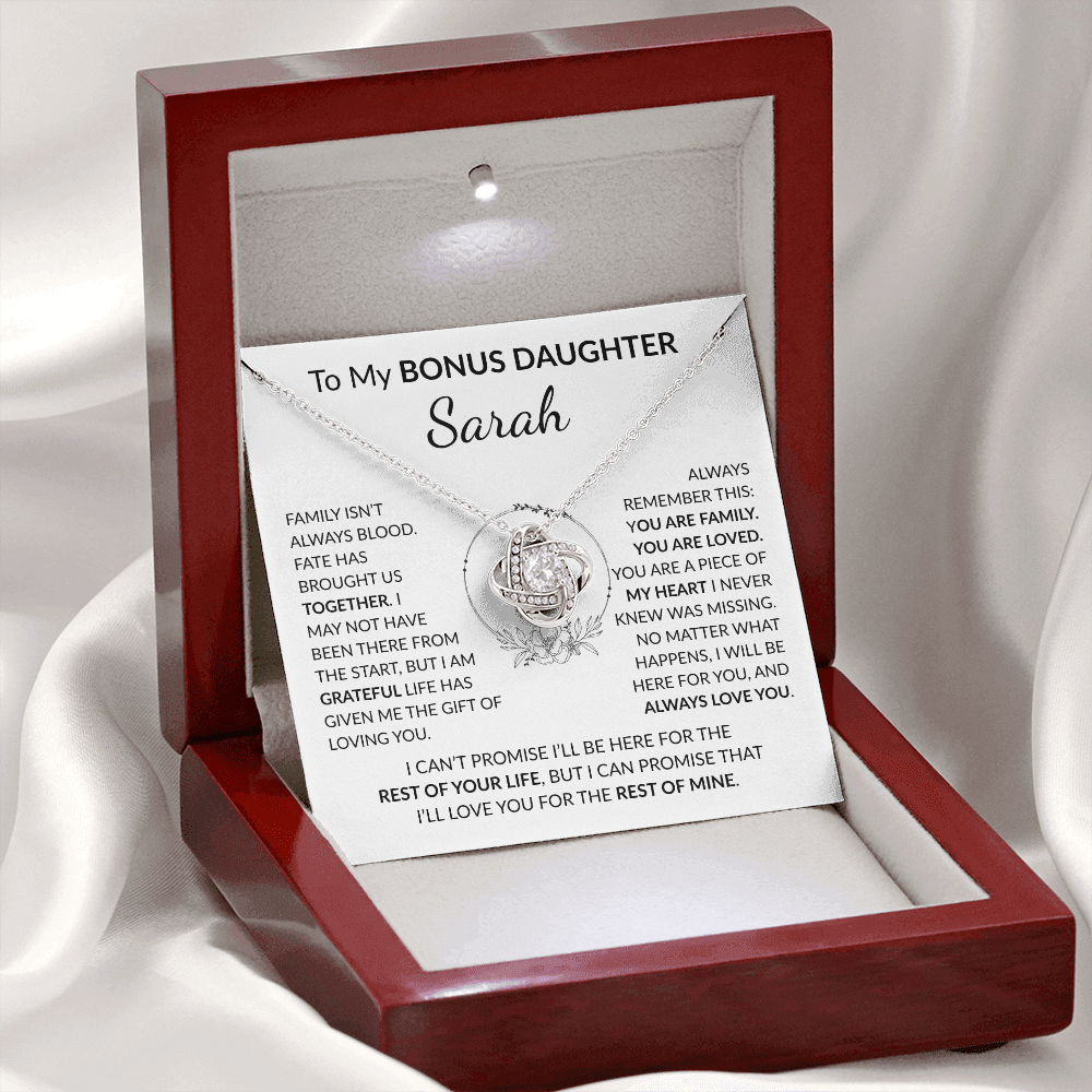Personalized Bonus Daughter Necklace Gift | Stepdaughter Love Knot Jewelry