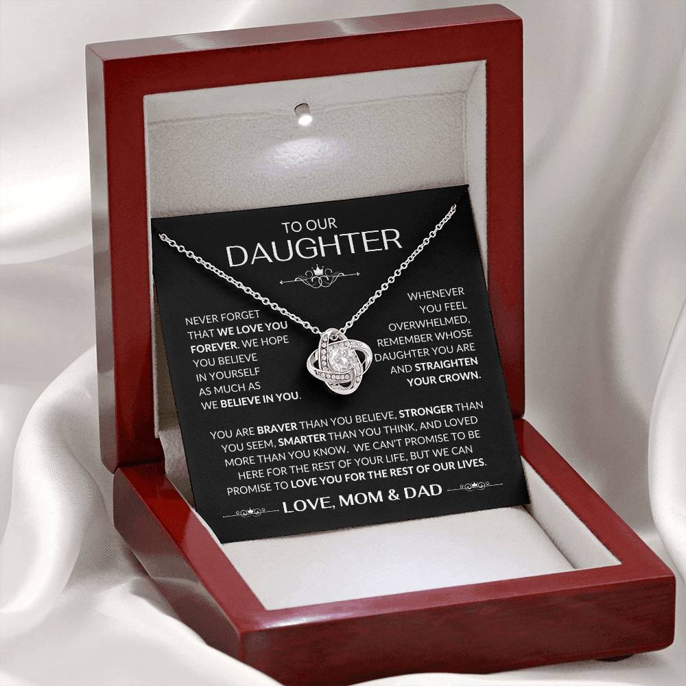To Our Daughter Love Knot Necklace From Mom & Dad