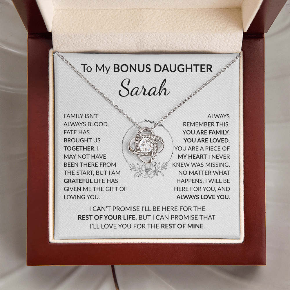 Personalized Bonus Daughter Necklace Gift | Stepdaughter Love Knot Jewelry