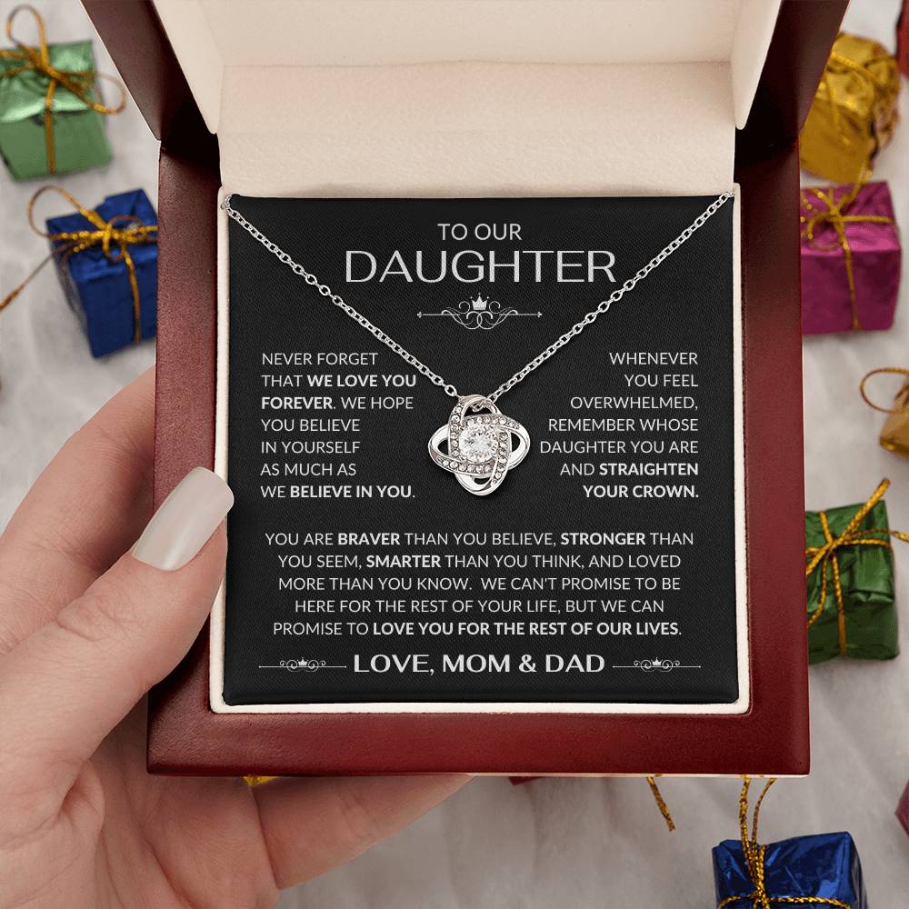 To Our Daughter Love Knot Necklace From Mom & Dad