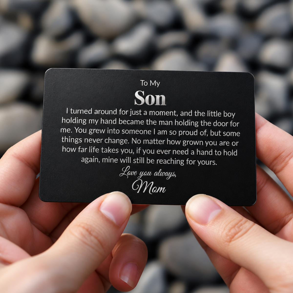 To My Son | I Turned Around For Just A Moment | Personalized Engraved Metal Wallet Card | Gift for Son