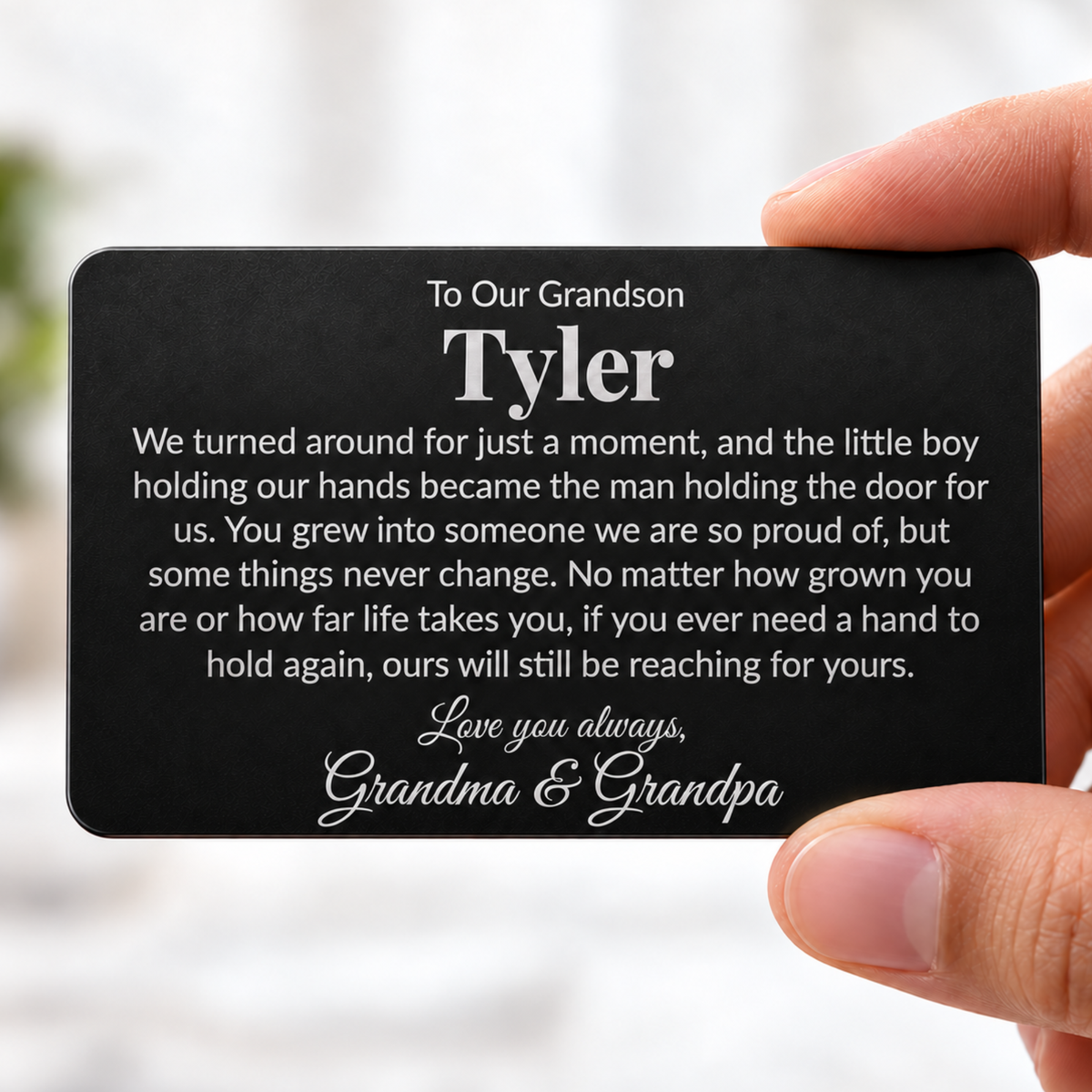 To My Son | I Turned Around For Just A Moment | Personalized Engraved Metal Wallet Card | Gift for Son