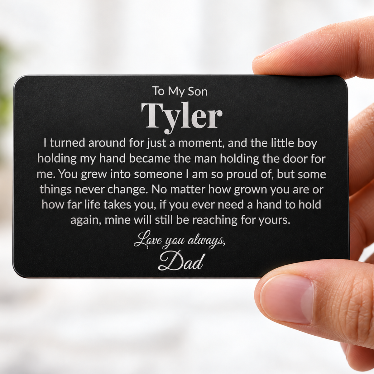 To My Son | I Turned Around For Just A Moment | Personalized Engraved Metal Wallet Card | Gift for Son