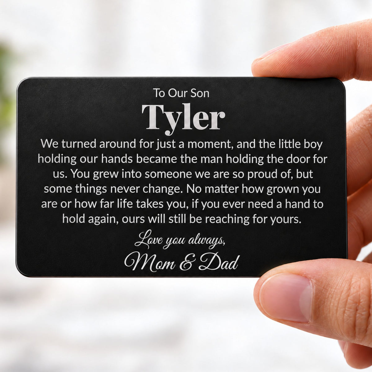 To My Son | I Turned Around For Just A Moment | Personalized Engraved Metal Wallet Card | Gift for Son