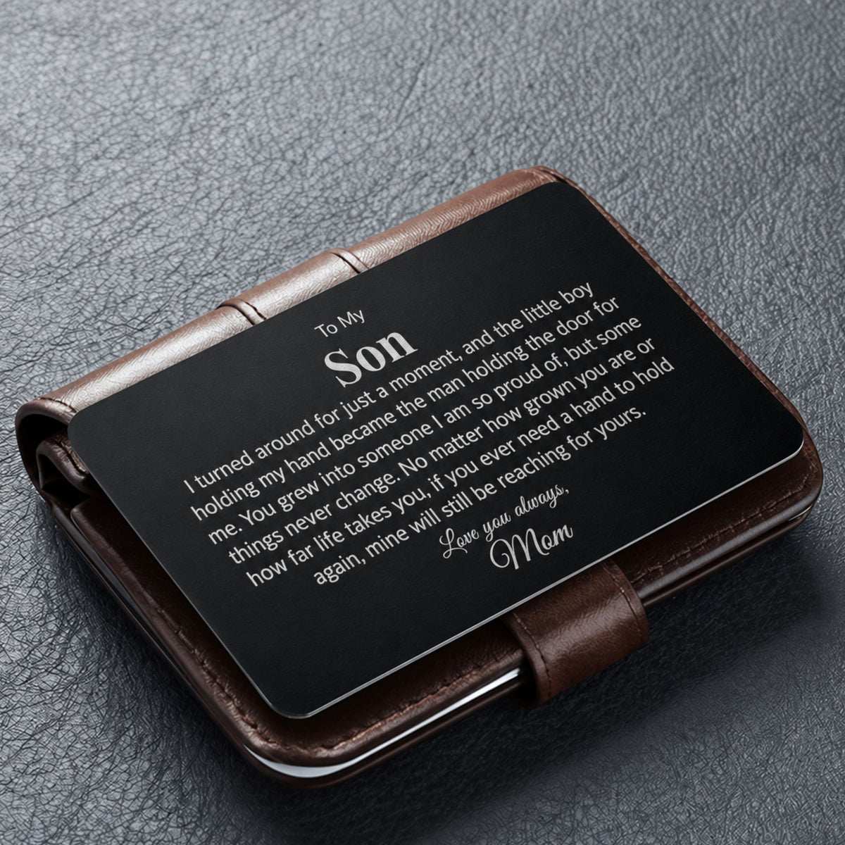 To My Son | I Turned Around For Just A Moment | Personalized Engraved Metal Wallet Card | Gift for Son