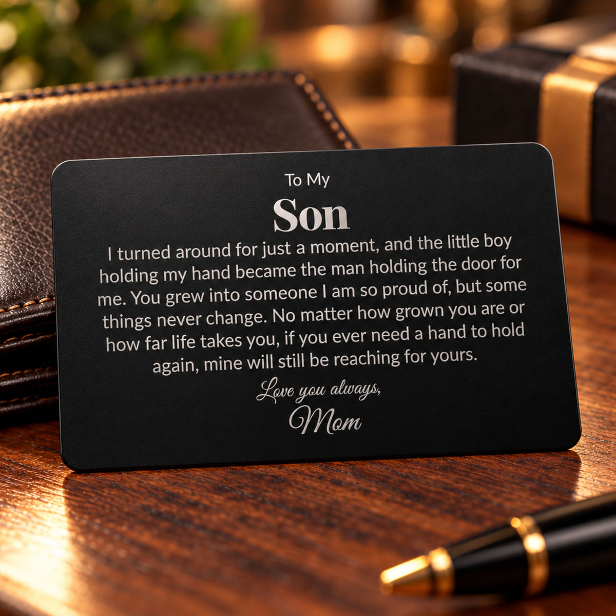 To My Son | I Turned Around For Just A Moment | Personalized Engraved Metal Wallet Card | Gift for Son