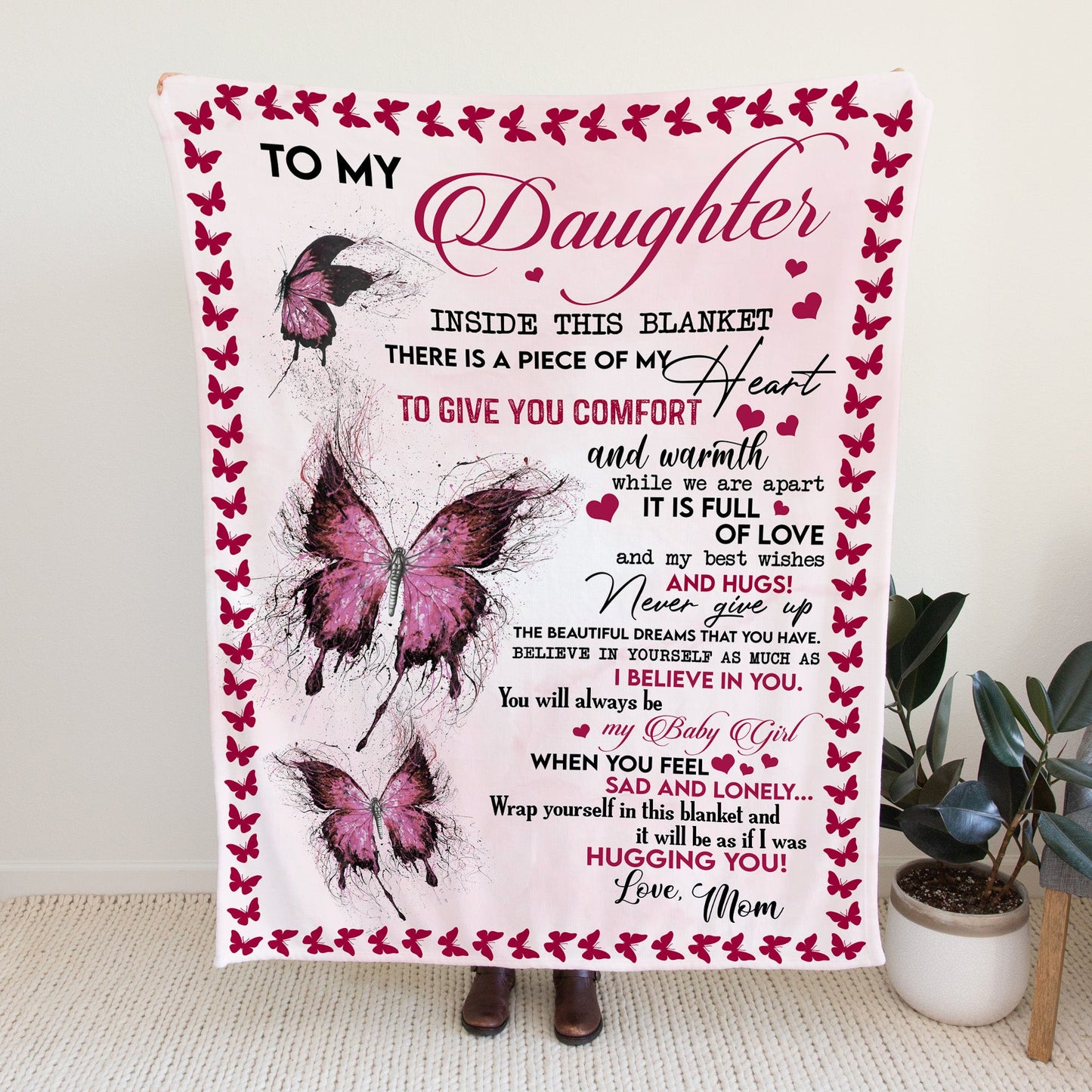 To My Daughter from Mom Blanket - Plush Fleece Blanket