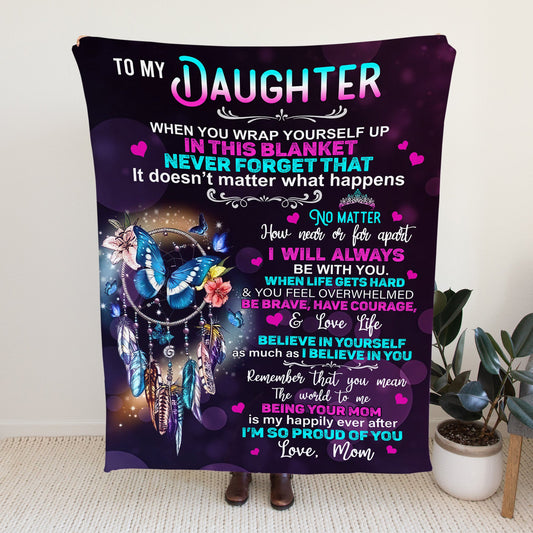 To My Daughter from Mom Blanket - Plush Fleece Blanket