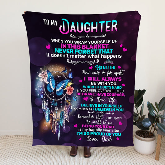 To My Daughter from Dad - Plush Fleece Blanket