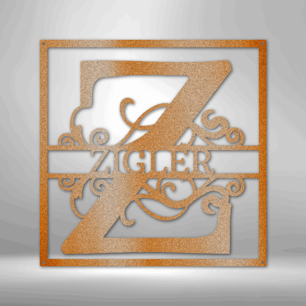 Split Square Personalized Monogram - Steel Sign / Metal Art