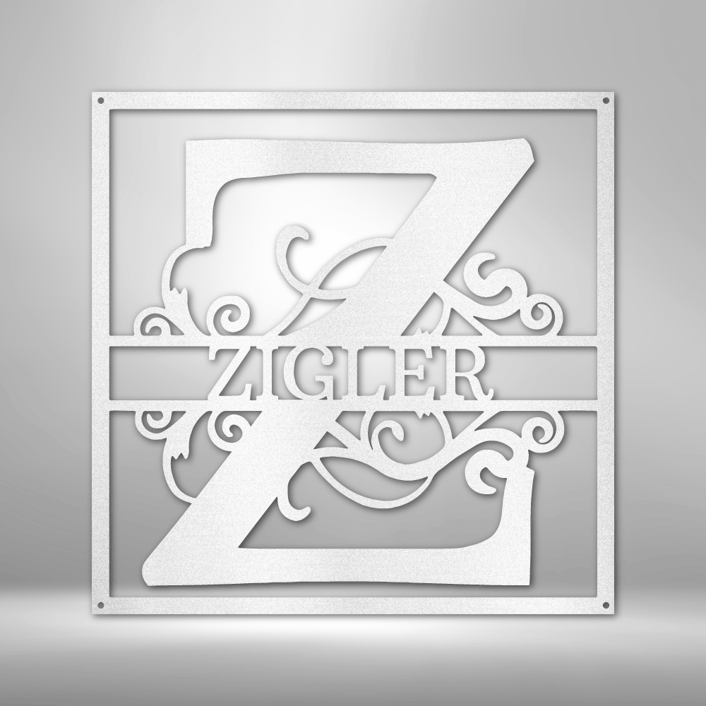 Split Square Personalized Monogram - Steel Sign / Metal Art