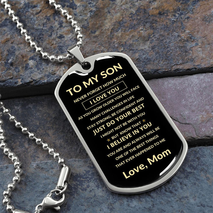 Mom to son dog outlet tags
