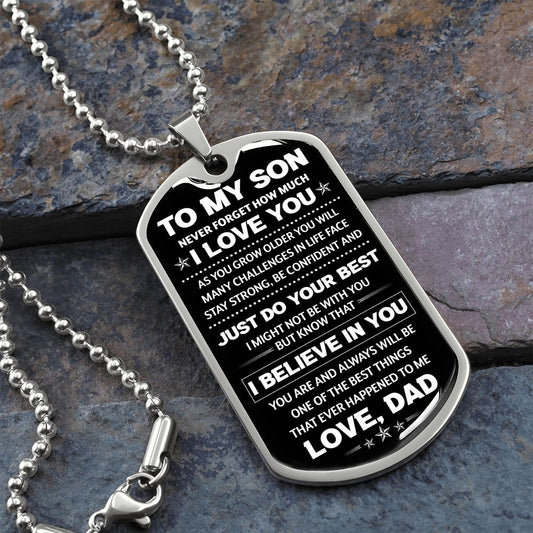 To My Son Military Dog Tag from Dad