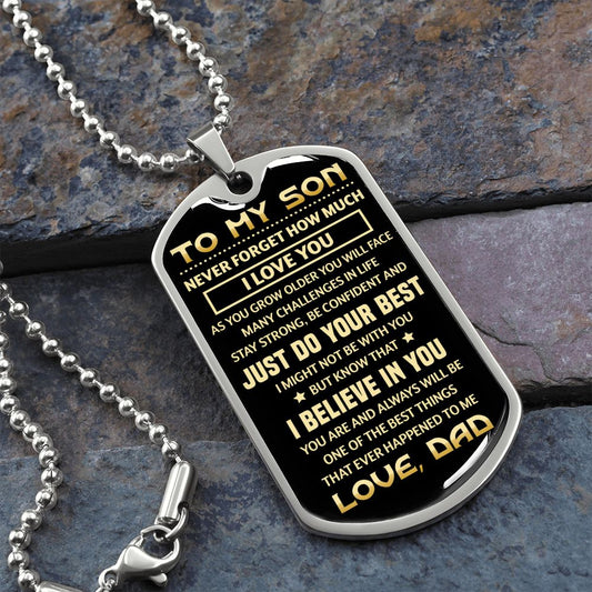 To My Son from Dad | Dog Tag Military Necklace