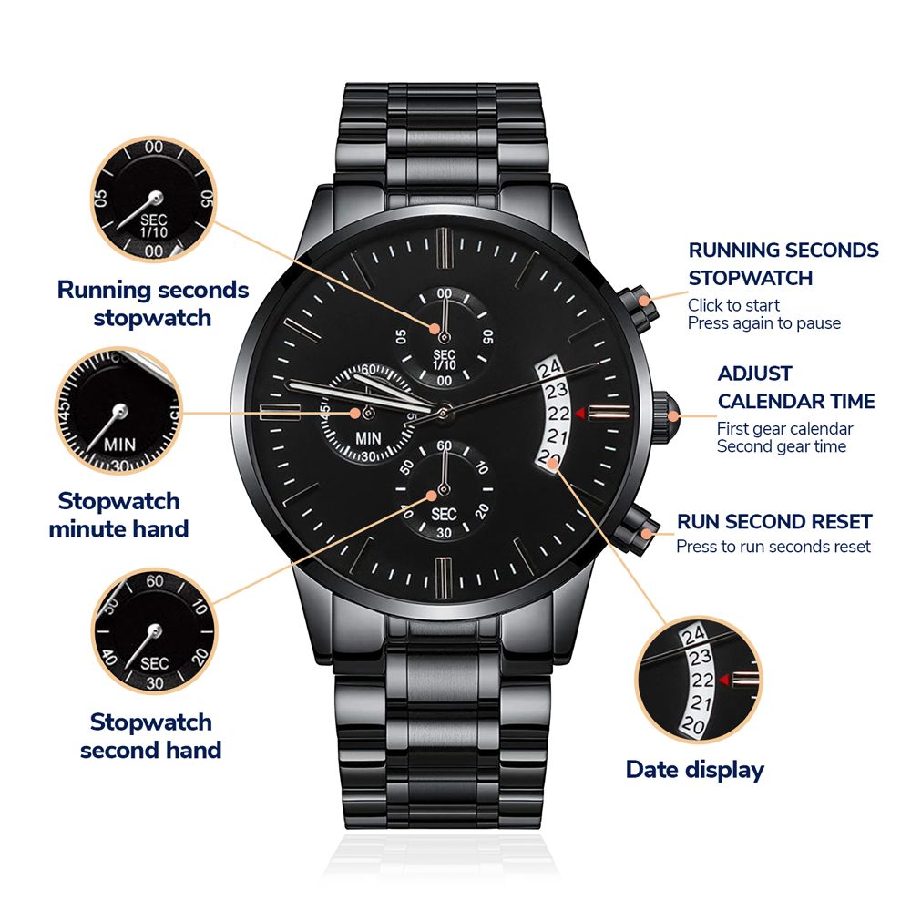 To My Dad from Your Son | Engraved Black Chronograph Watch