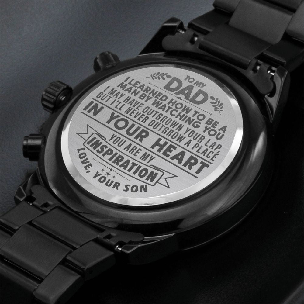 To My Dad from Your Son | Engraved Black Chronograph Watch