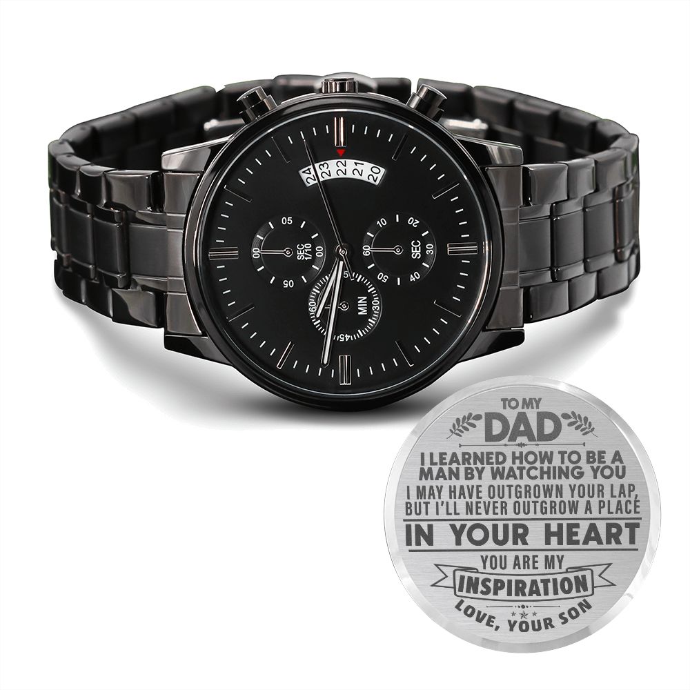 To My Dad from Your Son | Engraved Black Chronograph Watch