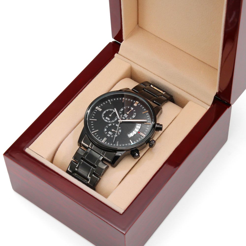 To My Dad from Your Son | Engraved Black Chronograph Watch