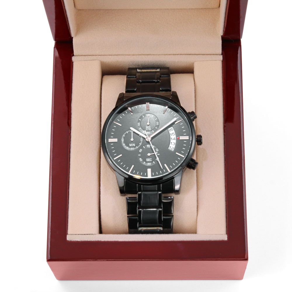 To My Dad from Your Son | Engraved Black Chronograph Watch