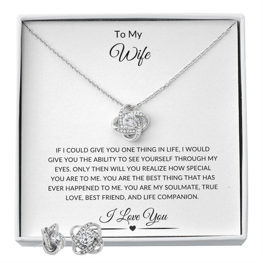 To My Wife | Love Knot Earring & Necklace Set