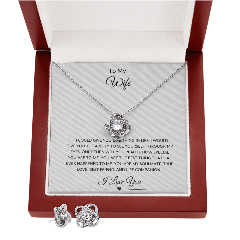 To My Wife | Love Knot Earring & Necklace Set